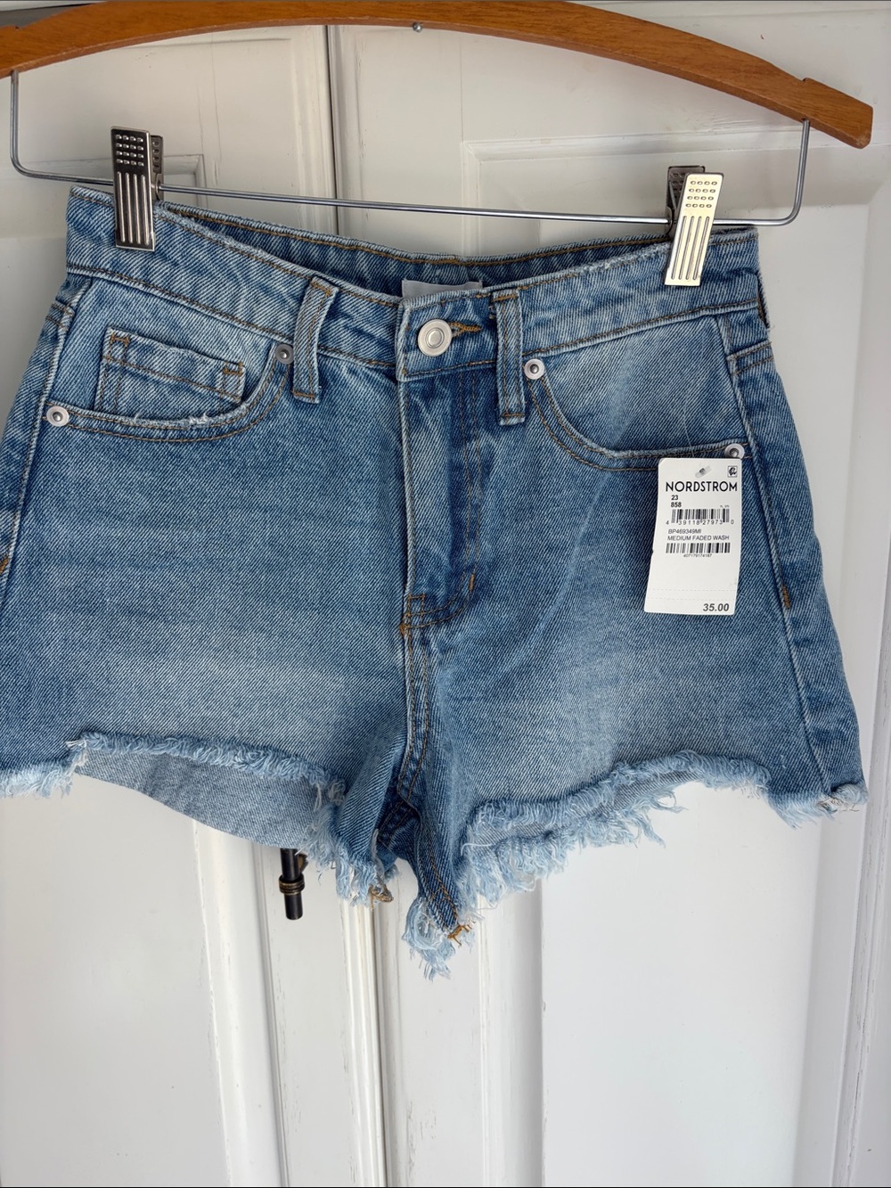 Nordstrom Light Blue Frayed Hem Denim Shorts